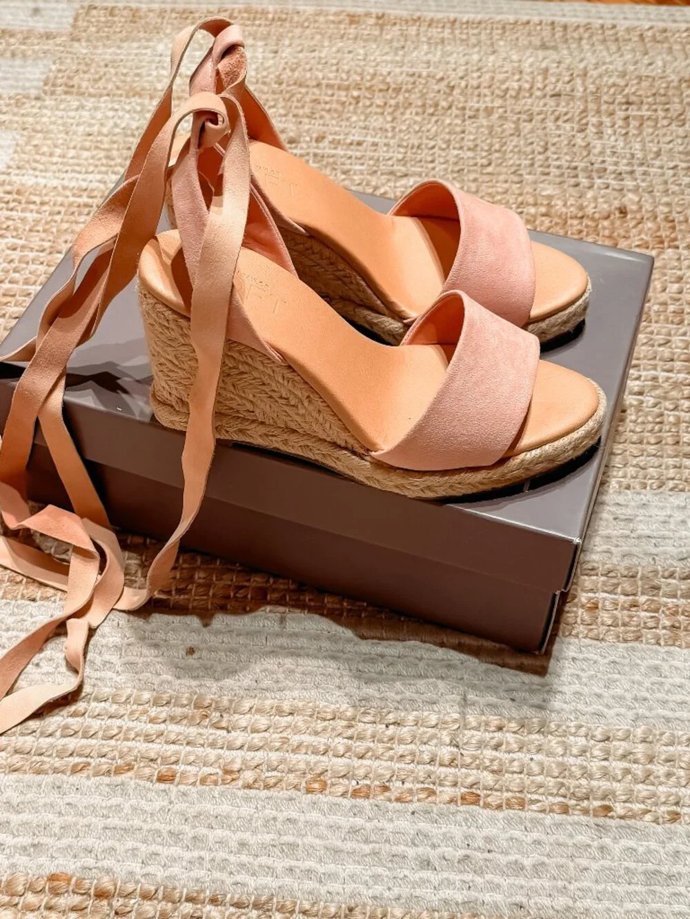 LOFT Espadrille Wedges with Ankle Straps in Rose
